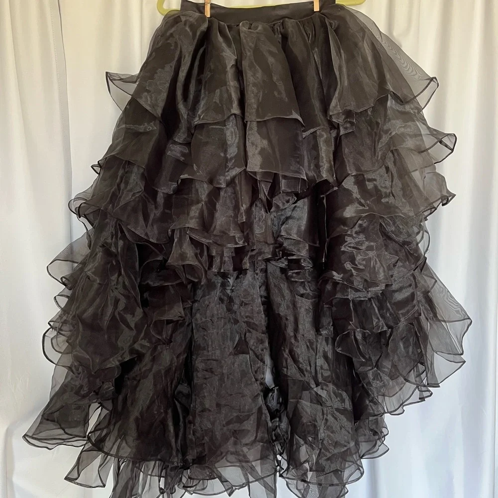 BRAND NEW Etsy Organza High Low Black Ruffled Skirt - Picture 1 of 3